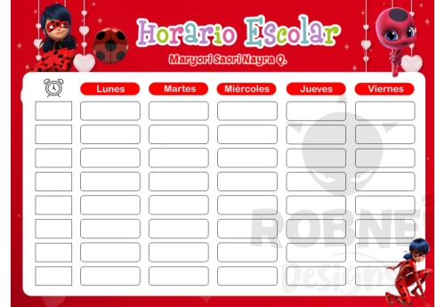 Lady Bug Horario Escolar